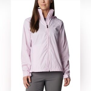 Columbia women's switchback waterproof packable rain jacket hooded pink medium